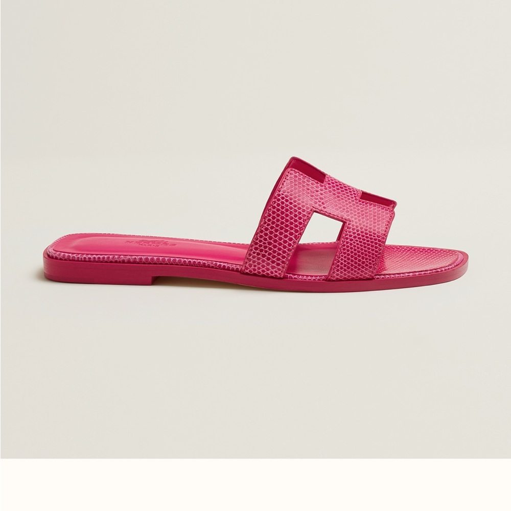HP🎉RARE PINK LIZARD HERMÈS ORAN SANDALS - Picture 3 of 15